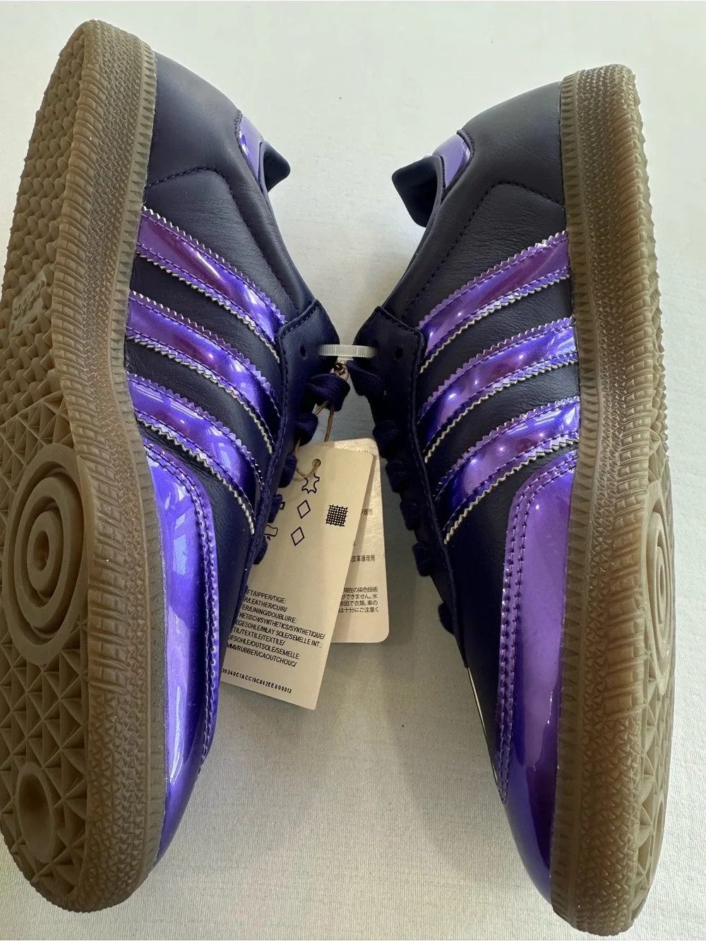 NEW adidas Samba Purple on Purple w/ Gold Trim low cut lace up Sneakers Size 8.5